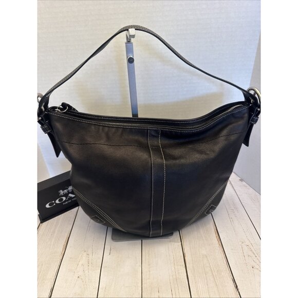 Y2K Coach Soho Black Leather Medium Hobo Fringe Shoulder Bag 8A03 13x9x3" VGUC - Picture 4 of 7